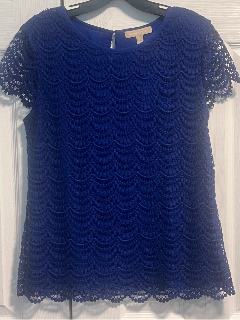 Banana Republic Lace Scalloped Blouse in Royal Blue